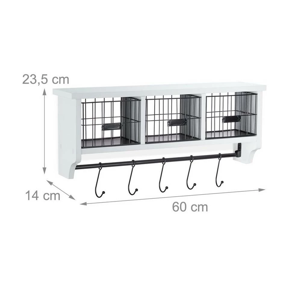 relaxdays Wandregal »Wandregal mit Körben und Haken« 4 relaxdays Wandregal »Wandregal mit Körben und Haken« – Bild 4