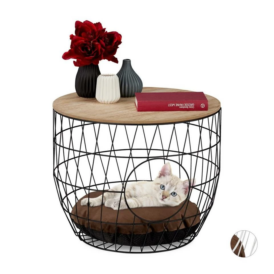 relaxdays Beistelltisch »2 in 1 Korbtisch mit Katzenhöhle«, Holz / Weiß Weiß Hellbraun Braun, Schwarz Hellbraun Braun 11 relaxdays Beistelltisch »2 in 1 Korbtisch mit Katzenhöhle«, Holz / Weiß Weiß Hellbraun Braun, Schwarz Hellbraun Braun – Bild 11