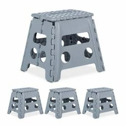 relaxdays Tritthocker »4 x Klapphocker faltbar L hellgrau«