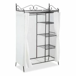 relaxdays Garderobenschrank »Metall Garderobe COUNTRY mit Stoffbezug« Schwarz