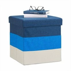 relaxdays Sitzhocker »Gepolsterter Hocker mit bunten Streifen«, A Braun Grün Grau, Orange Hellbraun Braun, Dunkelblau Blau Creme