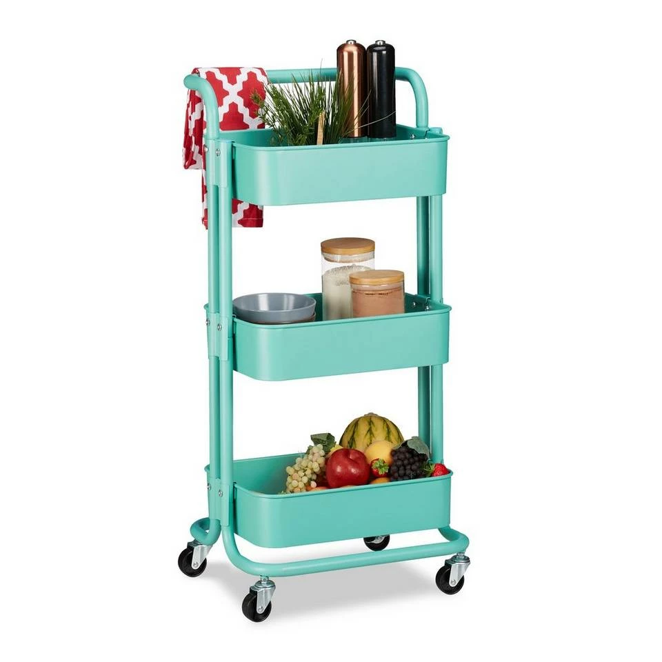 relaxdays Rollwagen »Rollwagen mit 3 Etagen«, Schwarz Türkis Schwarz, Schwarz Schwarz, Weiß Schwarz 11 relaxdays Rollwagen »Rollwagen mit 3 Etagen«, Schwarz Türkis Schwarz, Schwarz Schwarz, Weiß Schwarz – Bild 11