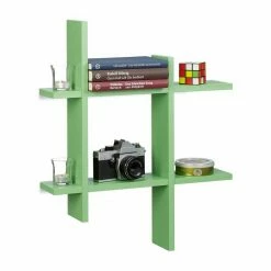 relaxdays Wandregal »Farbiges Wandregal mit 6 Fächern«, Grün Lila, Hellblau, Schwarz, Gr&uuml;n