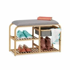 relaxdays Schuhbank »Schuhbank Bambus mit Sitzfläche«