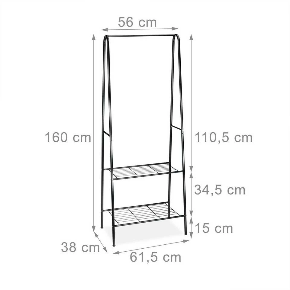 relaxdays Kleiderständer »Kleiderständer 2 Ablagen SANDRA«, Schwarz Hellbraun, Weiß 3 relaxdays Kleiderständer »Kleiderständer 2 Ablagen SANDRA«, Schwarz Hellbraun, Weiß – Bild 3