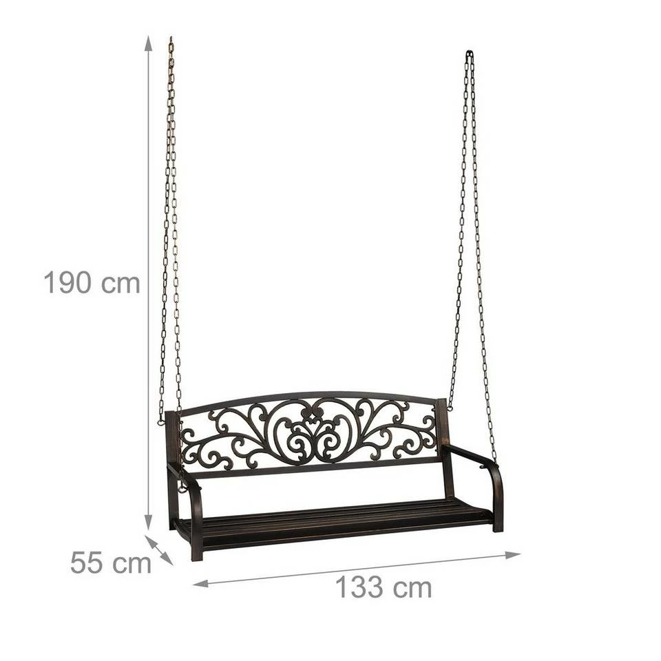 relaxdays Bank »Outdoor Hängebank aus Metall«, Schwarz-Bronze 4 relaxdays Bank »Outdoor Hängebank aus Metall«, Schwarz-Bronze – Bild 4
