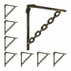 relaxdays Wandregalhalter »8 x Regalwinkel Gusseisen Kette bronze«