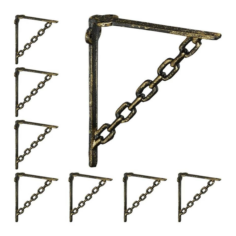 relaxdays Wandregalhalter »8 x Regalwinkel Gusseisen Kette bronze« 1 relaxdays Wandregalhalter »8 x Regalwinkel Gusseisen Kette bronze«
