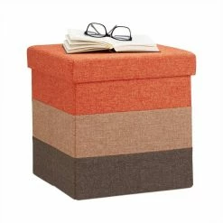 relaxdays Sitzhocker »Gepolsterter Hocker mit bunten Streifen«, A Braun Grün Grau, Orange Hellbraun Braun, Dunkelblau Blau Creme -Deutschland Möbel Verkäufe 2024 2c3fbba3 9994 53cd a38a 8600e3d78732