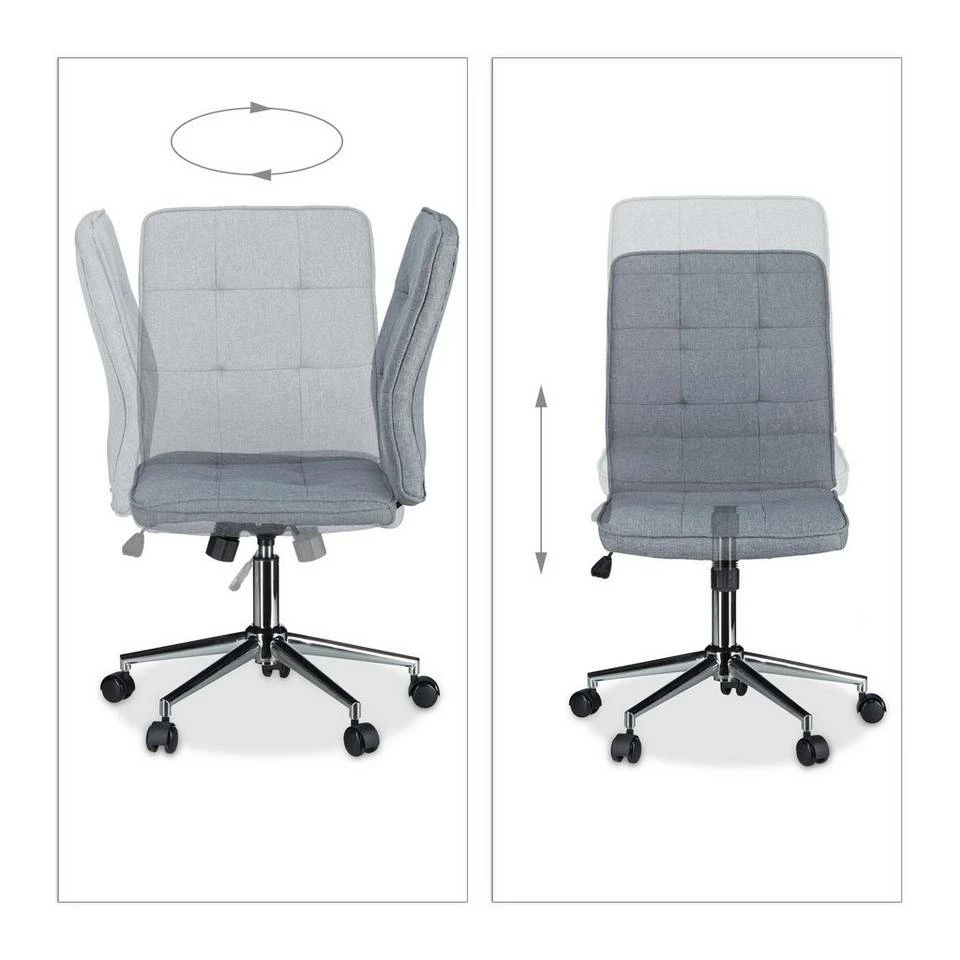 relaxdays Drehstuhl »Bürostuhl Drehstuhl«, Grau Grau Silber Schwarz, Schwarz Silber, Weiß Silber Schwarz 6 relaxdays Drehstuhl »Bürostuhl Drehstuhl«, Grau Grau Silber Schwarz, Schwarz Silber, Weiß Silber Schwarz – Bild 6