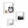 relaxdays Wandregal »Hängeregal Würfel 3er Set«, Weiß Weiß, Schwarz, Weiß Braun, Weiß Blau