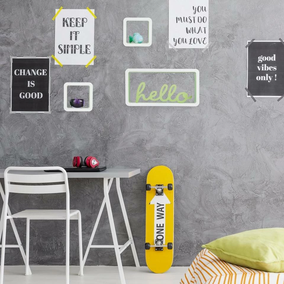 relaxdays Hängeregal »Schwebende Cube Regale 3er Set«, Braun Weiß, Weiß Lila, Schwarz 5 relaxdays Hängeregal »Schwebende Cube Regale 3er Set«, Braun Weiß, Weiß Lila, Schwarz – Bild 5