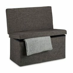 relaxdays Sitzhocker »Faltbarer Sitzhocker mit Lehne L«, Braun Grau