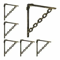 relaxdays Wandregalhalter »6 x Regalwinkel Gusseisen Kette bronze«