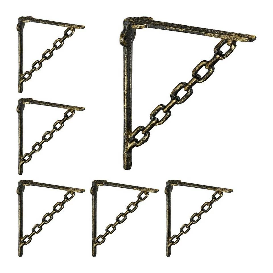 relaxdays Wandregalhalter »6 x Regalwinkel Gusseisen Kette bronze« 1 relaxdays Wandregalhalter »6 x Regalwinkel Gusseisen Kette bronze«