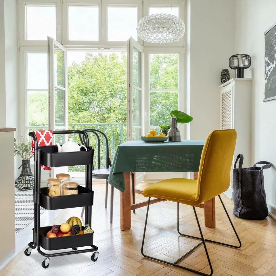 relaxdays Rollwagen »Rollwagen mit 3 Etagen«, Schwarz Türkis Schwarz, Schwarz Schwarz, Weiß Schwarz 2 relaxdays Rollwagen »Rollwagen mit 3 Etagen«, Schwarz Türkis Schwarz, Schwarz Schwarz, Weiß Schwarz – Bild 2