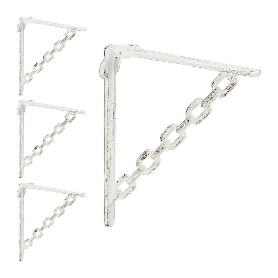 relaxdays Wandregalhalter »4 x Regalwinkel Gusseisen Kette weiß« 1 relaxdays Wandregalhalter »4 x Regalwinkel Gusseisen Kette weiß«