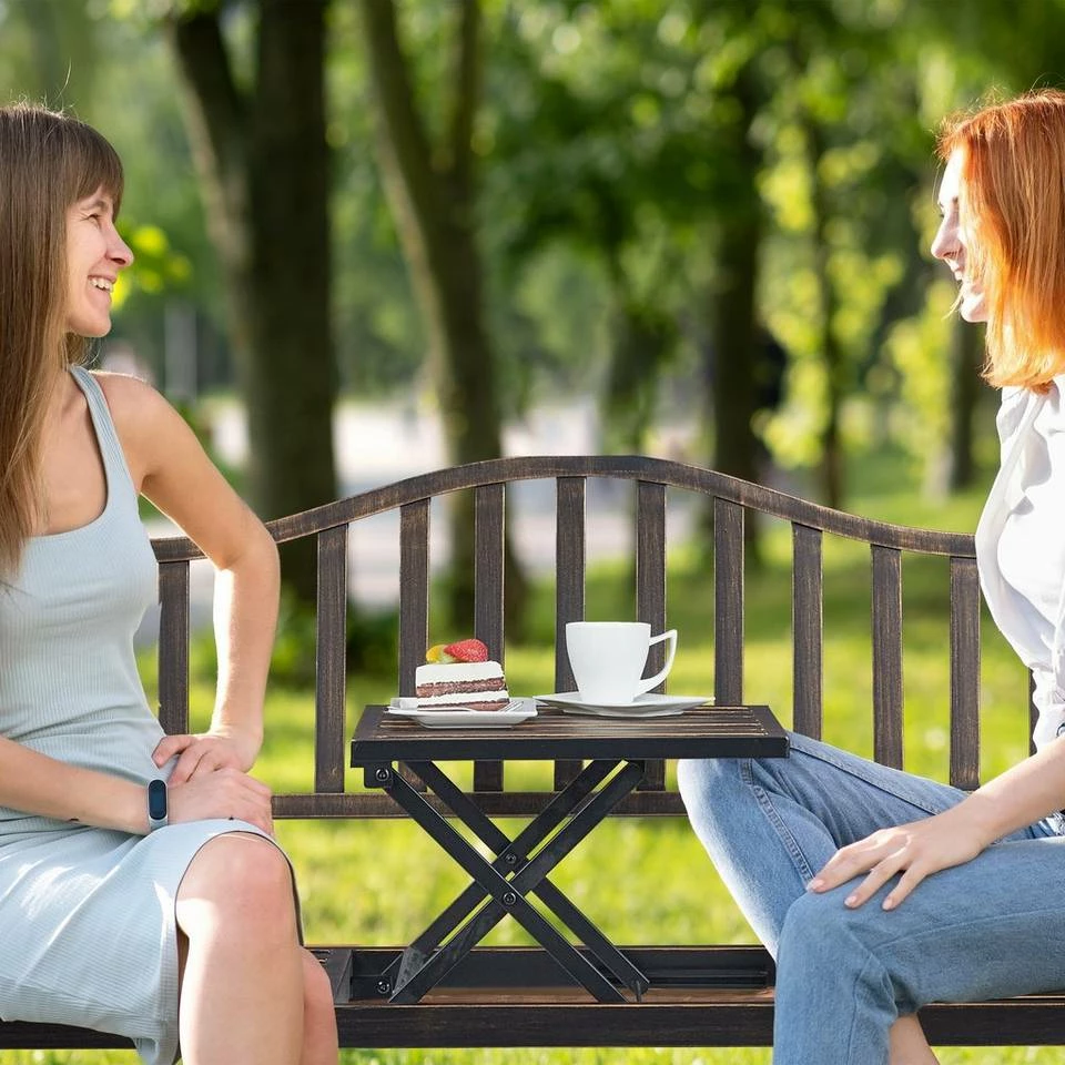 relaxdays Gartenbank »Gartenbank mit Klapptisch«, Schwarz-Bronze Weiß Gold, Schwarz Gold 3 relaxdays Gartenbank »Gartenbank mit Klapptisch«, Schwarz-Bronze Weiß Gold, Schwarz Gold – Bild 3