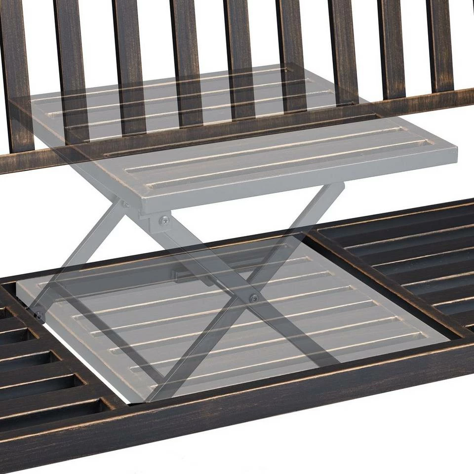 relaxdays Gartenbank »Gartenbank mit Klapptisch«, Schwarz-Bronze Weiß Gold, Schwarz Gold 6 relaxdays Gartenbank »Gartenbank mit Klapptisch«, Schwarz-Bronze Weiß Gold, Schwarz Gold – Bild 6