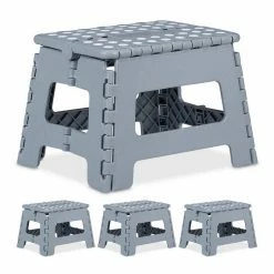 relaxdays Tritthocker »4 x Klapphocker faltbar M hellgrau«
