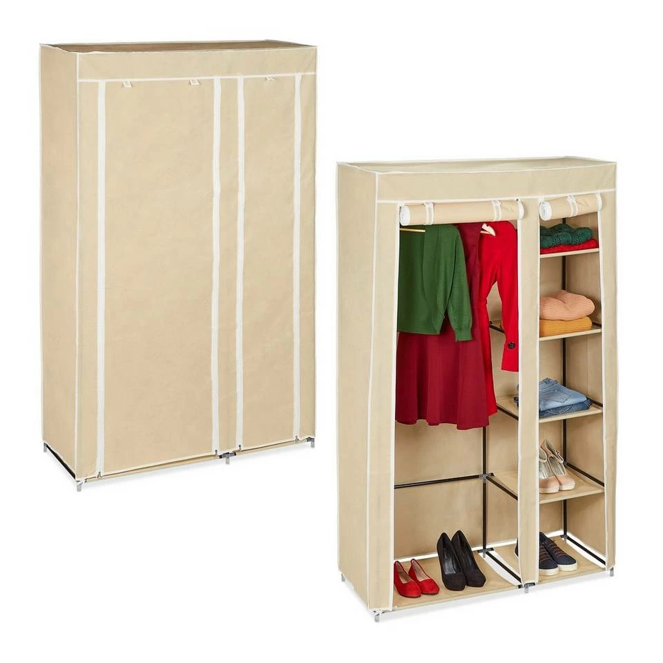 relaxdays Kleiderschrank »2 x Stoffschrank Kleiderstange beige« 1 relaxdays Kleiderschrank »2 x Stoffschrank Kleiderstange beige«