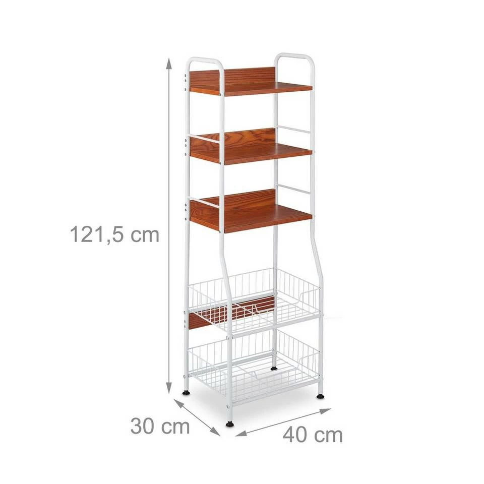 relaxdays Küchenregal »Küchenregal 5 Ebenen«, Weiß Schwarz Braun, Weiß Braun 4 relaxdays Küchenregal »Küchenregal 5 Ebenen«, Weiß Schwarz Braun, Weiß Braun – Bild 4