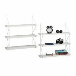 relaxdays Wandregal »2 x Hängeregal für die Wand weiß«