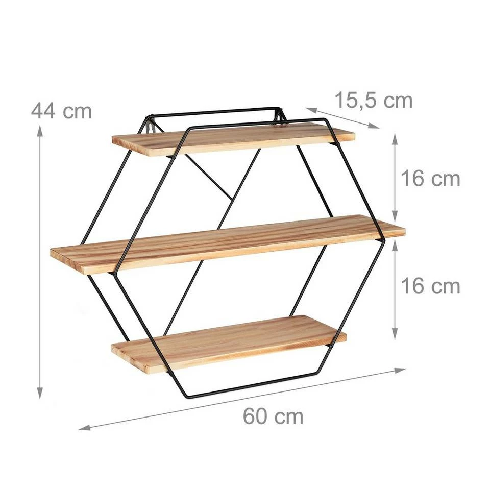 relaxdays Wandregal »Wandregal Hexagon« 4 relaxdays Wandregal »Wandregal Hexagon« – Bild 4