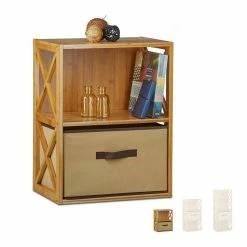 relaxdays Standregal »Regal Bambus mit Korb«, 2