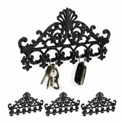 relaxdays Garderobenleiste »4 x Garderobenleiste Gusseisen schwarz«