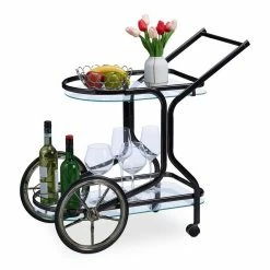 relaxdays Servierwagen »Schwarzer Servierwagen mit 2 Ebenen«