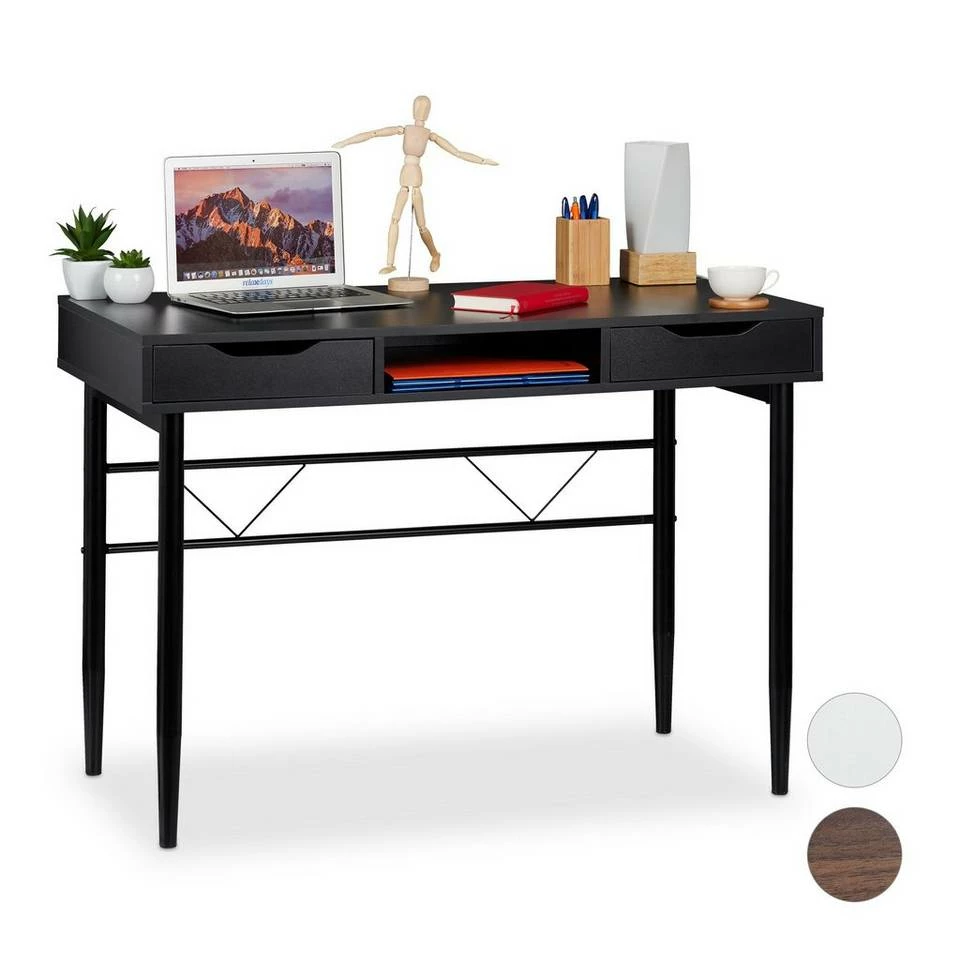 relaxdays Schreibtisch »Schreibtisch mit Schubladen«, Holz / Schwarz Braun Schwarz, Weiß 11 relaxdays Schreibtisch »Schreibtisch mit Schubladen«, Holz / Schwarz Braun Schwarz, Weiß – Bild 11