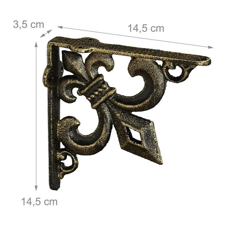 relaxdays Wandregalhalter »4 x Regalwinkel Gusseisen antik bronze« 4 relaxdays Wandregalhalter »4 x Regalwinkel Gusseisen antik bronze« – Bild 4