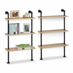 relaxdays Wandregal »2 x Wandregal Industrie Look 3 Ablagen«