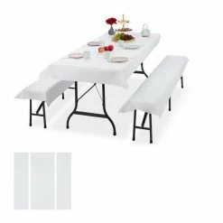 relaxdays Bierzeltgarnitur »6x Bierzeltgarnitur Auflage weiß«