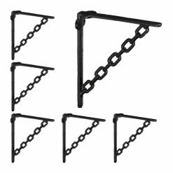relaxdays Wandregalhalter »6 x Regalwinkel Gusseisen Kette schwarz«
