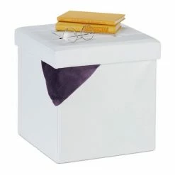 relaxdays Sitzhocker »Kunstleder Sitzhocker mit Stauraum«, Weiß Weiß, Schwarz, Anthrazit