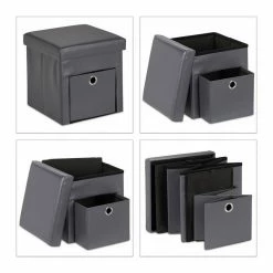 relaxdays Sitzhocker »Grauer Sitzhocker mit Schublade«, faltbar -Deutschland Möbel Verkäufe 2024 3fa826d6 d98f 5a53 917c 731b6e214bf5