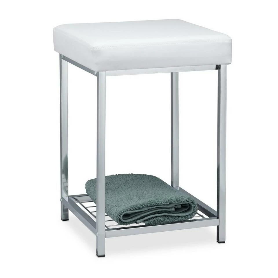 relaxdays Polsterhocker »Gepolsterter Hocker mit Ablage Weiß«, Weiß 1 relaxdays Polsterhocker »Gepolsterter Hocker mit Ablage Weiß«, Weiß