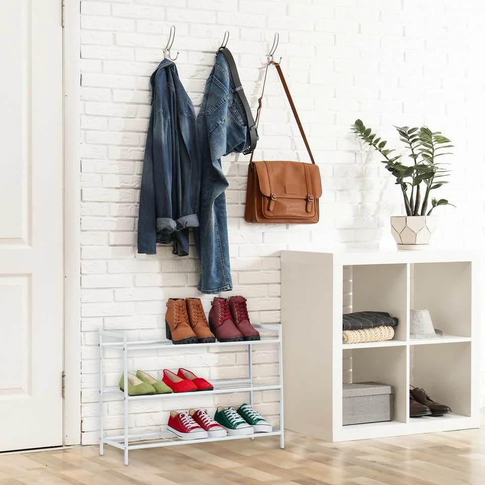 relaxdays Schuhregal »Metall Schuhregal mit 3 Ablagen«, Weiß Weiß, Schwarz 5 relaxdays Schuhregal »Metall Schuhregal mit 3 Ablagen«, Weiß Weiß, Schwarz – Bild 5