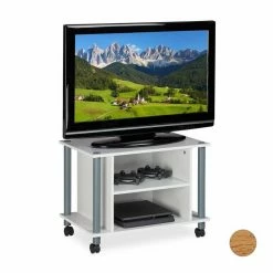 relaxdays TV-Regal »TV Tisch mit Rollen und 2 Fächern«, Holzoptik Weiß Grau, Hellbraun Grau -Deutschland Möbel Verkäufe 2024 3fd11e1e ad0c 570b 995a 748a9af6a462