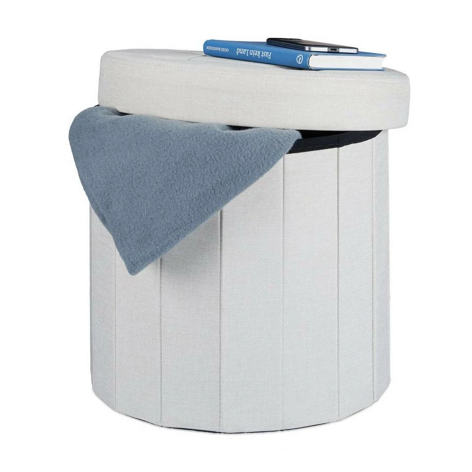 relaxdays Sitzhocker »Sitzhocker mit Stauraum Größe M rund«, Creme Anthrazit 1 relaxdays Sitzhocker »Sitzhocker mit Stauraum Größe M rund«, Creme Anthrazit