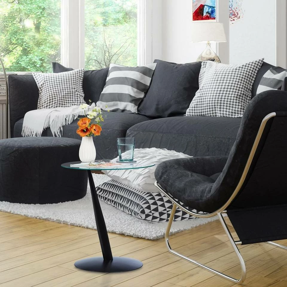 relaxdays Beistelltisch »Schwarzer Beistelltisch aus Glas« 2 relaxdays Beistelltisch »Schwarzer Beistelltisch aus Glas« – Bild 2