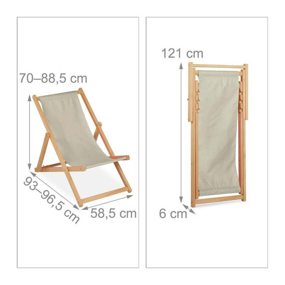 relaxdays Gartenliege »Beiger Liegestuhl aus Holz im 2er Set« 4 relaxdays Gartenliege »Beiger Liegestuhl aus Holz im 2er Set« – Bild 4