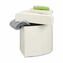 relaxdays Sitzhocker »Eckiger Hocker mit Stauraum«, Weiß Weiß, Schwarz