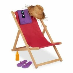 relaxdays Gartenliege »Roter Liegestuhl aus Holz«