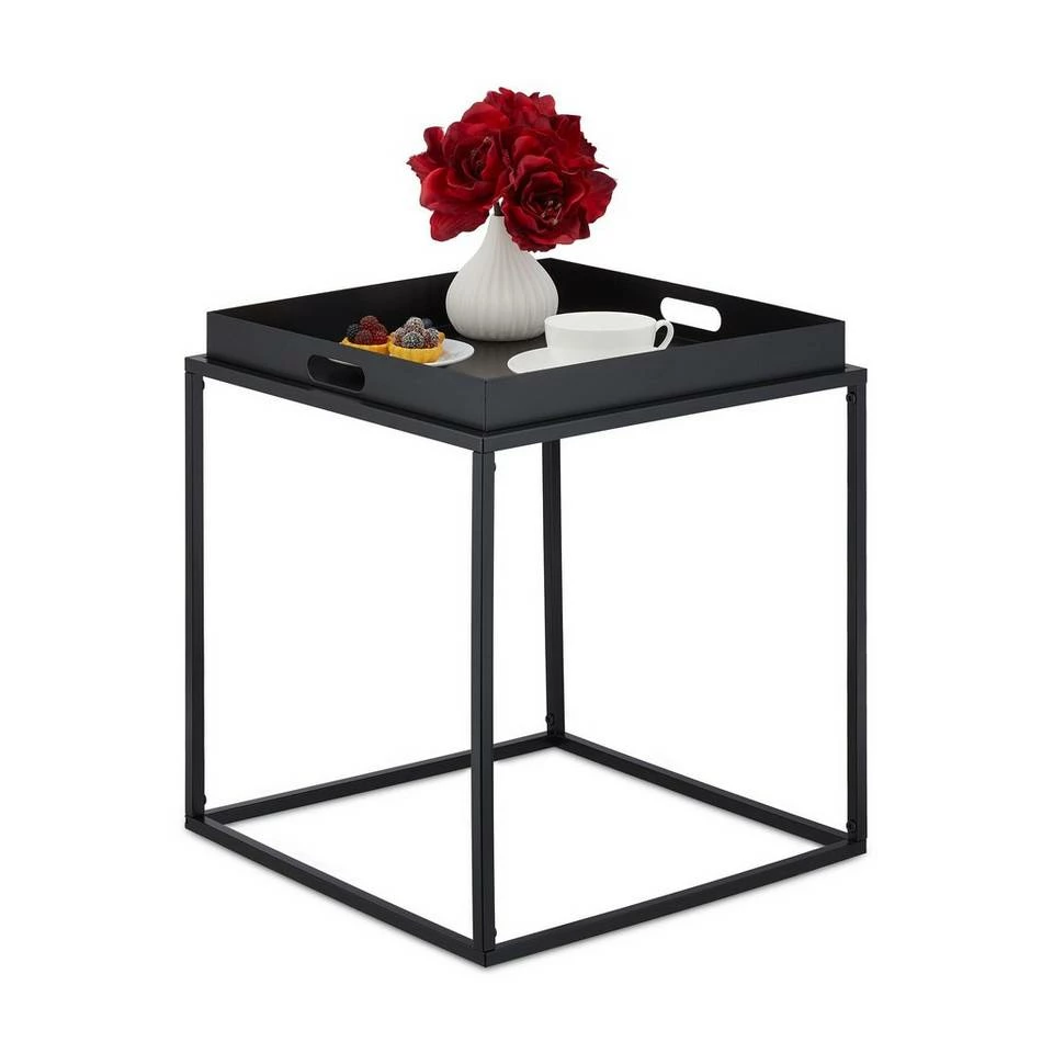 relaxdays Beistelltisch »Schwarzer Beistelltisch mit Tablett« 1 relaxdays Beistelltisch »Schwarzer Beistelltisch mit Tablett«