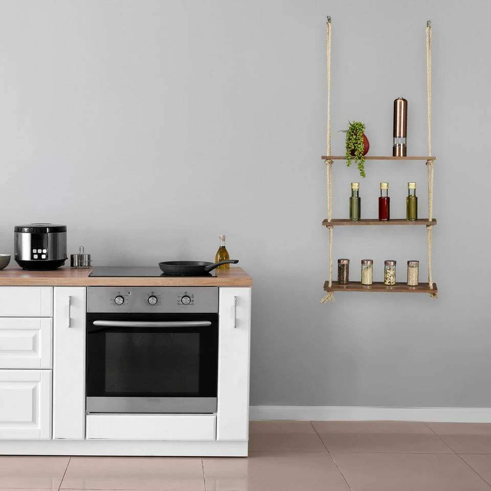 relaxdays Hängeregal »Hängeregal Holz & Seil 3 Ablagen« 3 relaxdays Hängeregal »Hängeregal Holz & Seil 3 Ablagen« – Bild 3