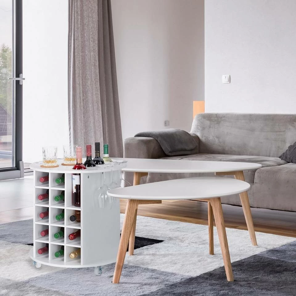 relaxdays Weinregal »Weißes Weinregal auf Rollen« 2 relaxdays Weinregal »Weißes Weinregal auf Rollen« – Bild 2
