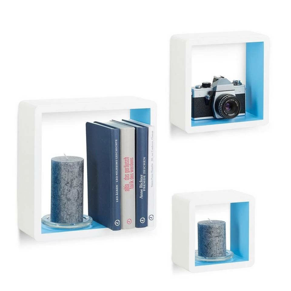 relaxdays Wandregal »Wandregal Cubes 3-teiliges Set«, Weiß-Violett Weiß Hellblau, Braun, Weiß Lila, Weiß Grün 11 relaxdays Wandregal »Wandregal Cubes 3-teiliges Set«, Weiß-Violett Weiß Hellblau, Braun, Weiß Lila, Weiß Grün – Bild 11